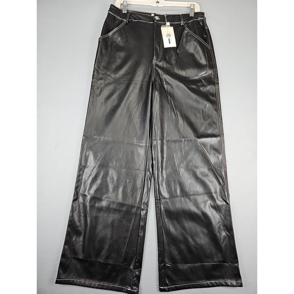 Fashion Nova Vintage Women's XL Eve Faux Leather‎ Wide Leg Pants NWT